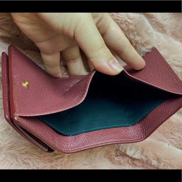 Balenciaga Mini Trifold Wallet in Burgundy - Picture 4 of 5